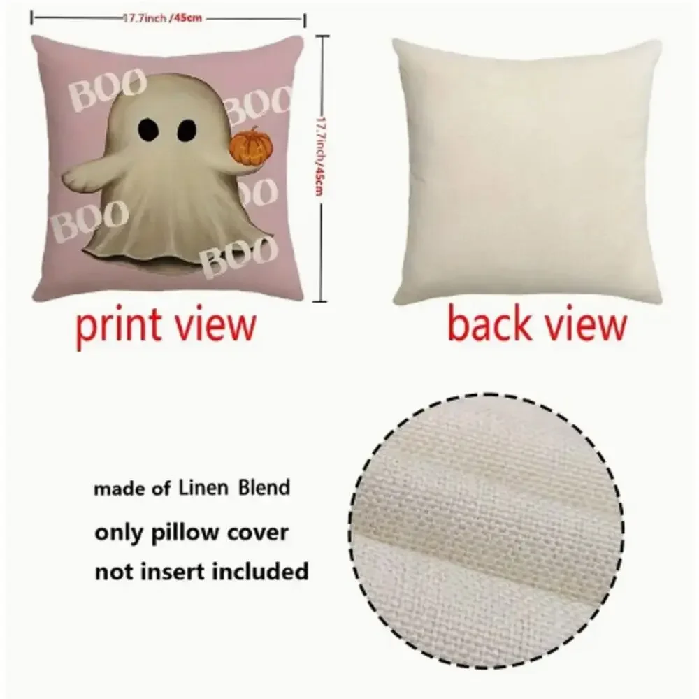 New! Pink BOO Ghost Throw Pillow w/ Insert - Indoor Outdoor Halloween Pillow